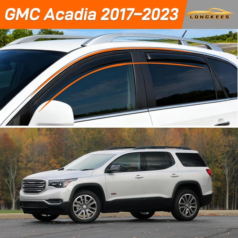 LONGKEES Window Visors Rain Guards FIT 2017–2023 GMC Acadia – in-Channel Vent Deflectors 4PC Set All-Weather - Image 2